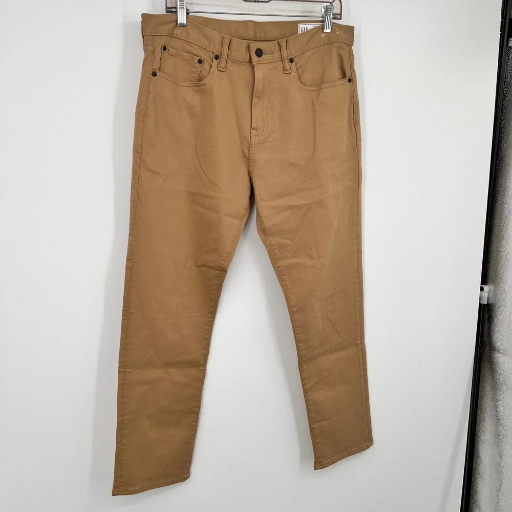 Gap Mens Slim GapFlex Khaki Pants Tan Chino 34x30 5-Pocket Trousers‎